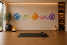 Load image into Gallery viewer, Minimalist Chakra Wall Decal Yoga Studio Wall Art Meditation Room Vinyl Sticker Spiritual Wellness Decor Modern Zen Mural