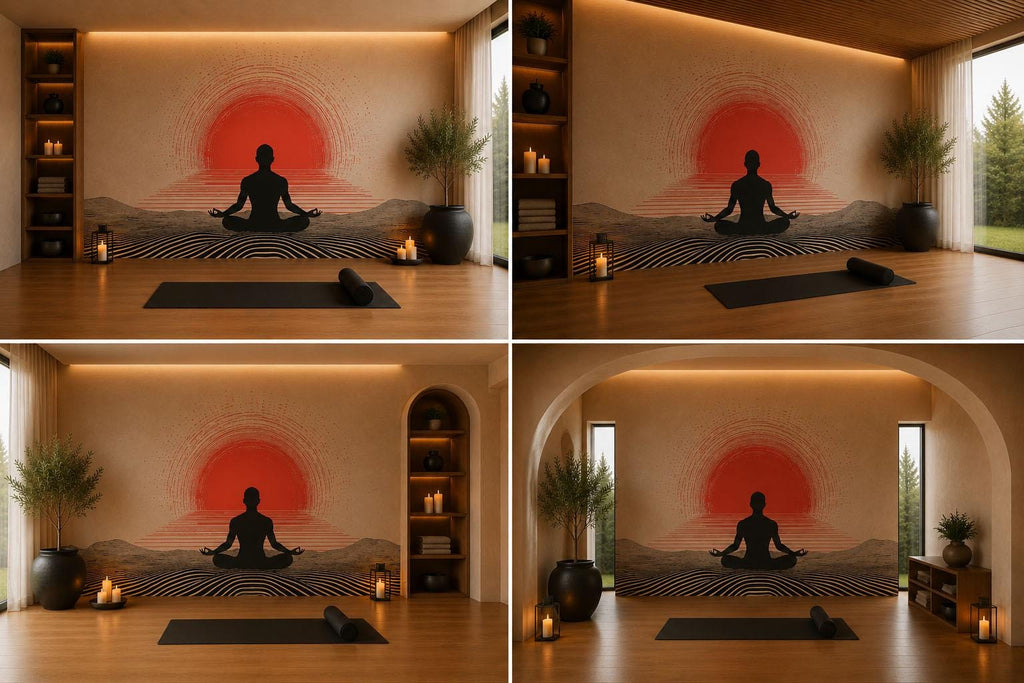 Meditation Sunset Wall Decal Yoga Studio Wall Art Zen Spiritual Vinyl Sticker Wellness Room Decor Boho Meditation Mural