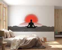 Load image into Gallery viewer, Meditation Sunset Wall Decal Yoga Studio Wall Art Zen Spiritual Vinyl Sticker Wellness Room Decor Boho Meditation Mural