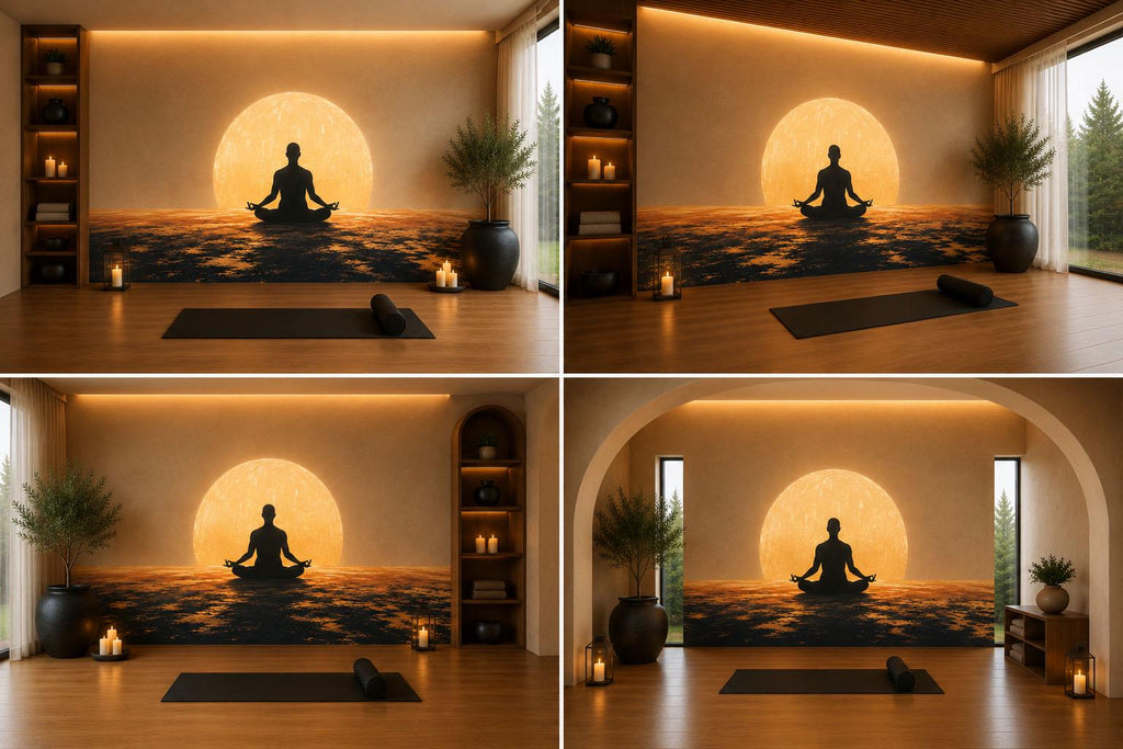 Meditation Ocean Sunset Wall Decal Yoga Studio Wall Art Zen Spiritual Vinyl Sticker Wellness Room Decor Boho Meditation Mural