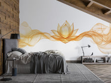 Load image into Gallery viewer, Golden Lotus Wall Decal Yoga Studio Wall Art Zen Meditation Vinyl Sticker Wellness Room Decor Spiritual Boho Lotus Mural