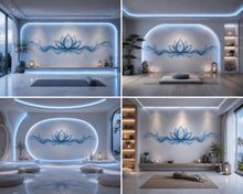 Load image into Gallery viewer, Blue Lotus Wall Decal Yoga Studio Wall Art Zen Meditation Vinyl Sticker Wellness Room Decor Spiritual Lotus Flower Mural