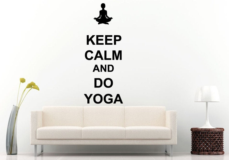 Keep Calm And Do Yoga Words Typography Saying Yoga Studio Wall Decal Vinyl Sticker Mural Room Decor L886