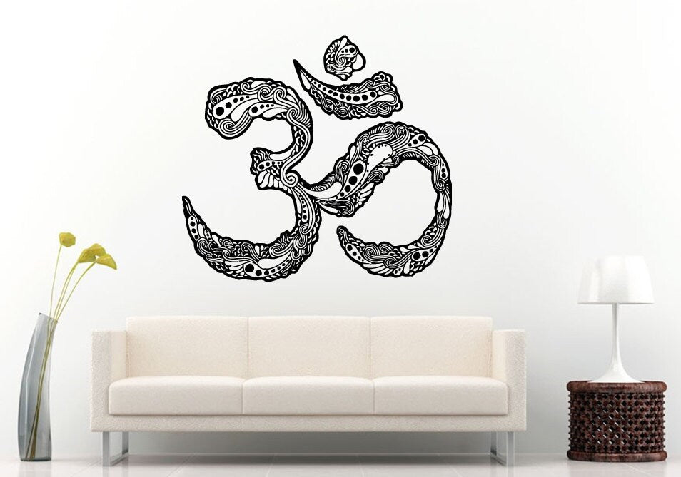 Namaste Mehndi Yoga Om Flower Symbol Wall Decal Vinyl Sticker Mural Room Decor L892