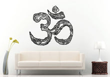 Load image into Gallery viewer, Namaste Mehndi Yoga Om Flower Symbol Wall Decal Vinyl Sticker Mural Room Decor L892