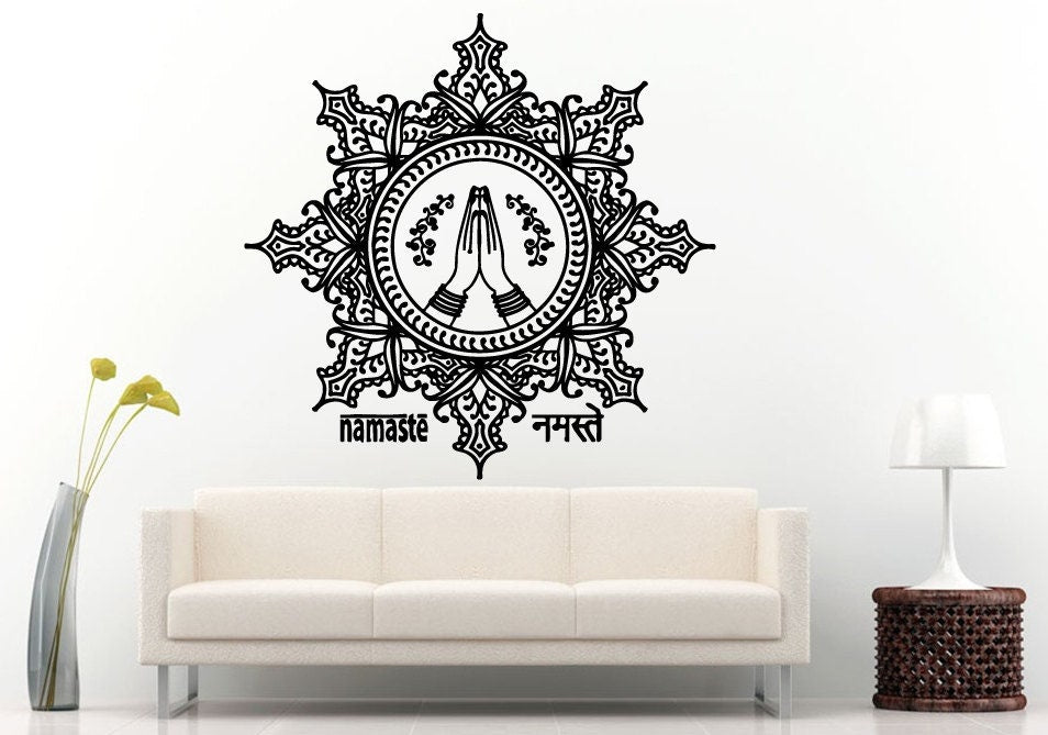 Namaste Flower Mandala Yoga Room Studio Wall Decal Vinyl Sticker Mural Room Decor L895