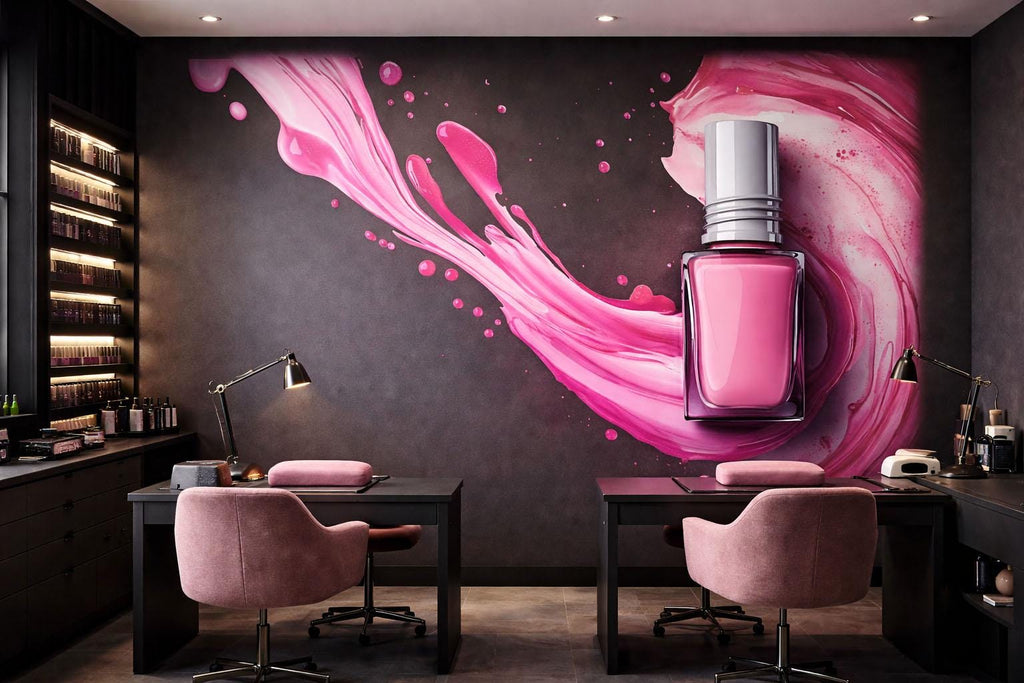 Pink Nail Salon Wall Art, Nail Polish Poster, Beauty Salon Decor, Manicure Studio Print, Glam Spa Reception Wall Decor, 566mv