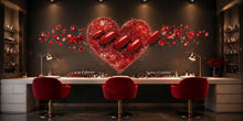 Load image into Gallery viewer, Red Heart Nail Wall Decal, Manicure Bedroom Wall Art, Valentine Love Mural, Nail Salon Decor, Romantic Beauty Room Decor, 571mv