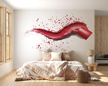 Load image into Gallery viewer, Red Lipstick Wall Decal, Makeup Brush Stroke Wall Sticker, Beauty Room Wall Art, Glam Bedroom Decor, Salon Wall Mural, 575mv