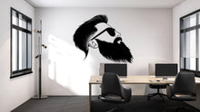 Load image into Gallery viewer, Bearded Man Wall Mural, Sunglasses Barber Shop Wallpaper, Black Male Silhouette Wall Decal, Men’s Grooming Decor, 592mv