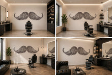 Load image into Gallery viewer, Mustache Wall Mural, Barber Shop Wallpaper, Men’s Grooming Wall Decal, Beard Salon Decor, Masculine Office Wall Art, 593mv