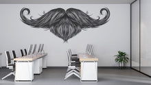 Load image into Gallery viewer, Mustache Beard Wall Mural, Barber Shop Wallpaper, Men’s Grooming Office Decor, Black Facial Hair Wall Decal, 595mv