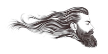 Load image into Gallery viewer, Bearded Man Wall Mural, Long Hair Barber Shop Wallpaper, Men’s Grooming Salon Decor, Hair Studio Wall Decal, 597mv