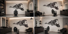 Load image into Gallery viewer, Bearded Man Wall Mural, Long Hair Barber Shop Wallpaper, Men’s Grooming Salon Decor, Hair Studio Wall Decal, 597mv