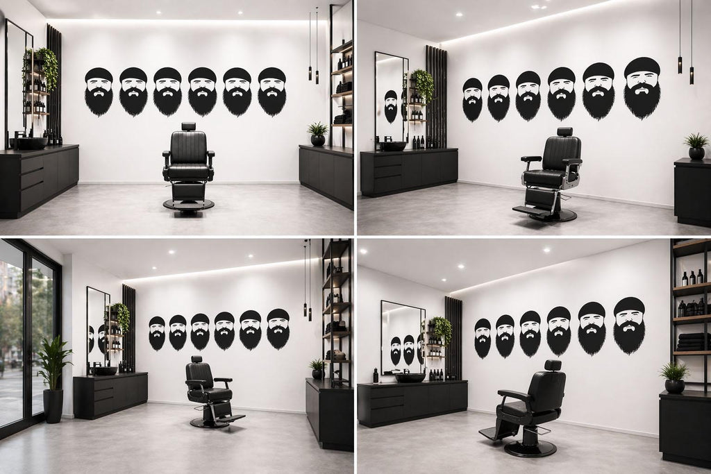 Bearded Man Wall Mural, Barber Shop Wallpaper, Beard Face Wall Decal, Men’s Grooming Salon Office Decor, 598mv