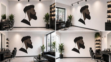 Load image into Gallery viewer, Bearded Man Profile Wall Mural, Barber Shop Wallpaper, Black Male Silhouette Wall Decal, Men’s Grooming Office Decor, 604mv