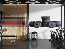 Load image into Gallery viewer, Weight Plates Wall Mural, Gym Wallpaper, Fitness Studio Wall Decal, Home Gym Decor, Weightlifting Workout Room Art, 608mv