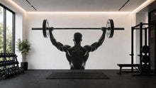Load image into Gallery viewer, Bodybuilder Wall Mural, Gym Wallpaper, Barbell Weightlifting Wall Decal, Home Gym Decor, Fitness Studio Workout Art, 609mv