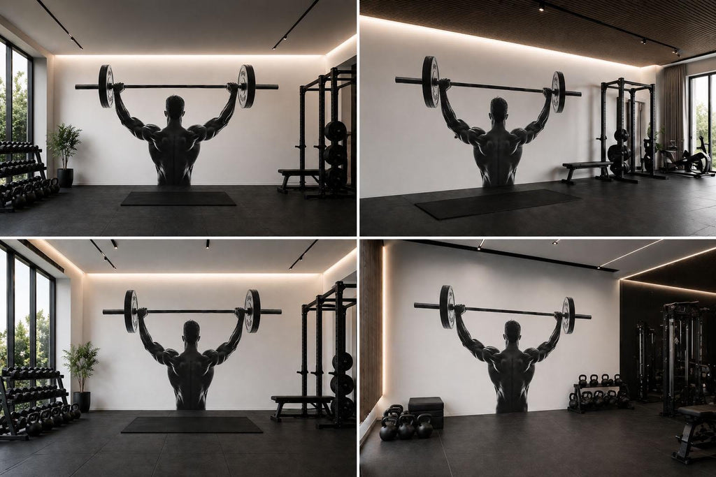 Bodybuilder Wall Mural, Gym Wallpaper, Barbell Weightlifting Wall Decal, Home Gym Decor, Fitness Studio Workout Art, 609mv