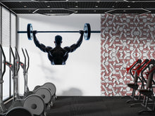 Load image into Gallery viewer, Bodybuilder Wall Mural, Gym Wallpaper, Barbell Weightlifting Wall Decal, Home Gym Decor, Fitness Studio Workout Art, 609mv
