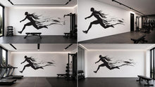 Load image into Gallery viewer, Male Runner Wall Mural, Gym Wallpaper, Black Running Silhouette Wall Decal, Fitness Studio Workout Room Decor, 611mv