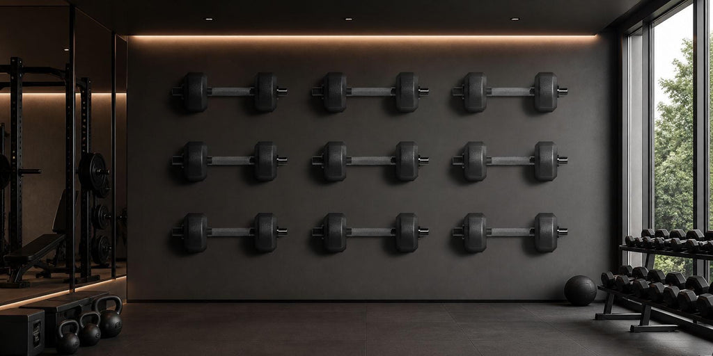 Dumbbell Wall Mural, Gym Wallpaper, Weightlifting Wall Decal, Home Gym Decor, Fitness Studio Workout Room Art, 617mv