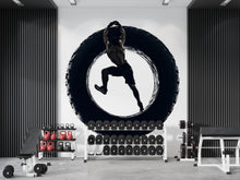 Load image into Gallery viewer, Tire Workout Wall Mural, Gym Wallpaper, Athlete Fitness Wall Decal, Home Gym Decor, Strength Training Room Art, 619mv