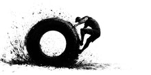 Load image into Gallery viewer, Tire Flip Wall Mural, Gym Wallpaper, Athlete Fitness Wall Decal, Home Gym Decor, Bootcamp Workout Room Art, 620mv