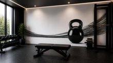 Load image into Gallery viewer, Black Kettlebell Wall Mural, Gym Wallpaper, Fitness Studio Wall Decal, Home Gym Decor, Strength Workout Room Art, 622mv