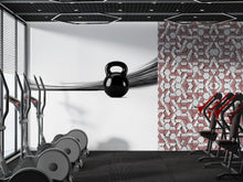 Load image into Gallery viewer, Black Kettlebell Wall Mural, Gym Wallpaper, Fitness Studio Wall Decal, Home Gym Decor, Strength Workout Room Art, 622mv