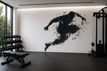 Load image into Gallery viewer, Dynamic Athlete Wall Mural, Gym Wallpaper, Black Fitness Silhouette Wall Decal, Home Gym Decor, Workout Room Art, 627mv