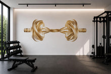 Load image into Gallery viewer, Gold Rope Barbell Wall Mural, Gym Wallpaper, Strength Fitness Wall Decal, Home Gym Decor, Workout Room Wall Art, 631mv