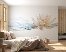Load image into Gallery viewer, Lotus Flower Wall Mural, Blue Smoke Yoga Wallpaper, Zen Wellness Studio Decor, Spa Room Wall Decal, Meditation Art, 638mv