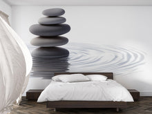 Load image into Gallery viewer, Zen Stones Wall Mural, Spa Pebble Wallpaper, Water Ripple Wall Decor, Meditation Room Decal, Relaxing Bedroom Art, 639mv