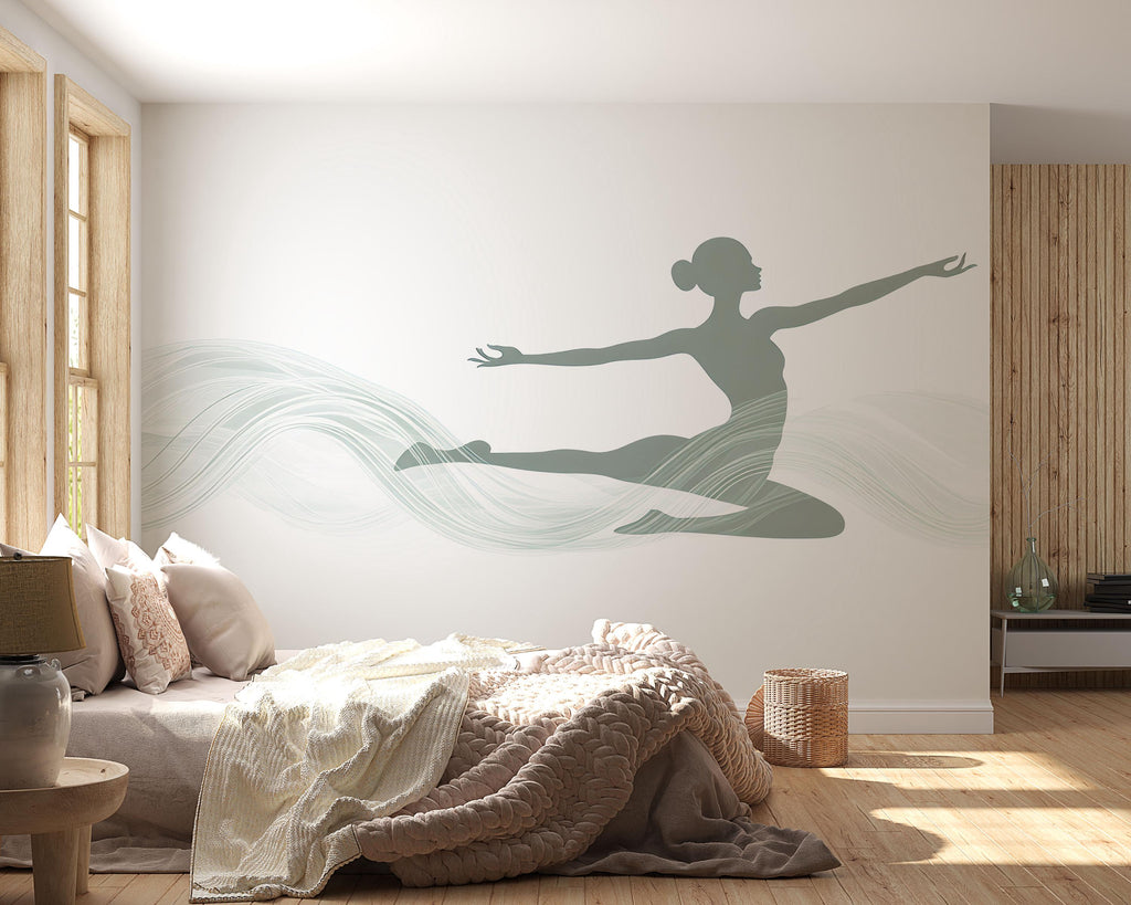 Yoga Woman Wall Decal Meditation Studio Wall Art Zen Wellness Vinyl Sticker Modern Spa Decor Minimalist Yoga Mural