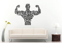 Load image into Gallery viewer, Bodybuilder Full Fitness Man Guy Dude Words Citation Saying Typography Train Gym Lift Wall Decal Vinyl Sticker Mural Room Decor L888