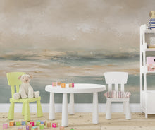 Load image into Gallery viewer, Abstract Coastal Wallpaper Mural | Modern Ocean Horizon Wall Mural | Neutral Textured Beach Wallpaper Decor | Peel and Stick 860LU