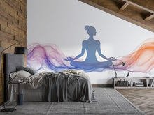 Load image into Gallery viewer, Meditation Woman Wall Decal Yoga Studio Wall Art Zen Wellness Mural Spiritual Wall Sticker Modern Spa Decor Meditation Room Vinyl