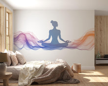 Load image into Gallery viewer, Meditation Woman Wall Decal Yoga Studio Wall Art Zen Wellness Mural Spiritual Wall Sticker Modern Spa Decor Meditation Room Vinyl