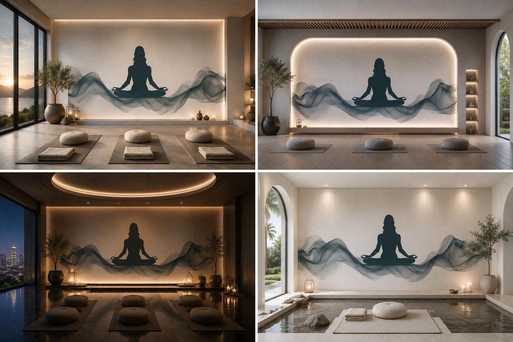 Meditation Woman Wall Decal Zen Yoga Studio Wall Art Wellness Spa Decor Minimalist Meditation Room Mural Peaceful Vinyl Sticker