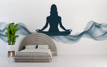 Load image into Gallery viewer, Meditation Woman Wall Decal Zen Yoga Studio Wall Art Wellness Spa Decor Minimalist Meditation Room Mural Peaceful Vinyl Sticker