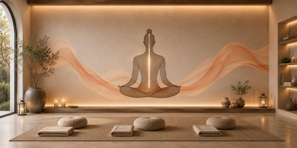 Meditation Chakra Wall Decal Yoga Studio Wall Art Zen Wellness Mural Spiritual Meditation Room Decor Modern Spa Vinyl Sticker