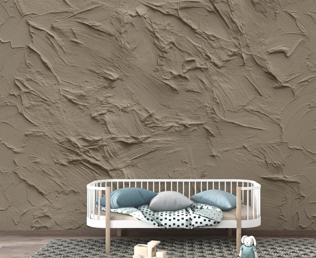 Mushroom Greige Plaster Texture Wallpaper | Warm Earth Tone Abstract Peel and Stick | Rustic Clay Wall Effect | Modern Textured Mural 421DE