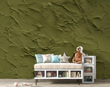 Load image into Gallery viewer, Moss Green Plaster Texture Wallpaper | Warm Earth Tone Abstract Peel and Stick | Rustic Clay Wall Effect | Modern Textured Mural 422DE