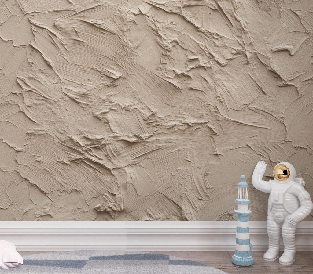 Linen Beige Plaster Texture Wallpaper | Warm Earth Tone Abstract Peel and Stick | Rustic Clay Wall Effect | Modern Textured Mural 425DE