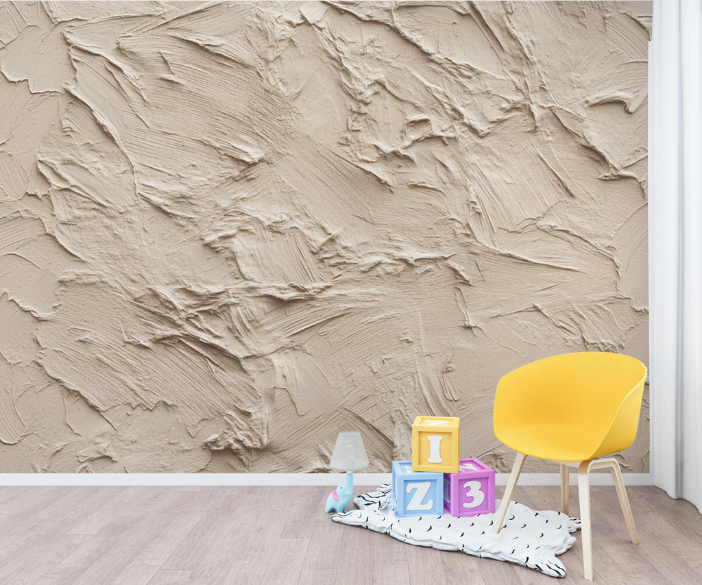 Linen Beige Plaster Texture Wallpaper | Warm Earth Tone Abstract Peel and Stick | Rustic Clay Wall Effect | Modern Textured Mural 425DE
