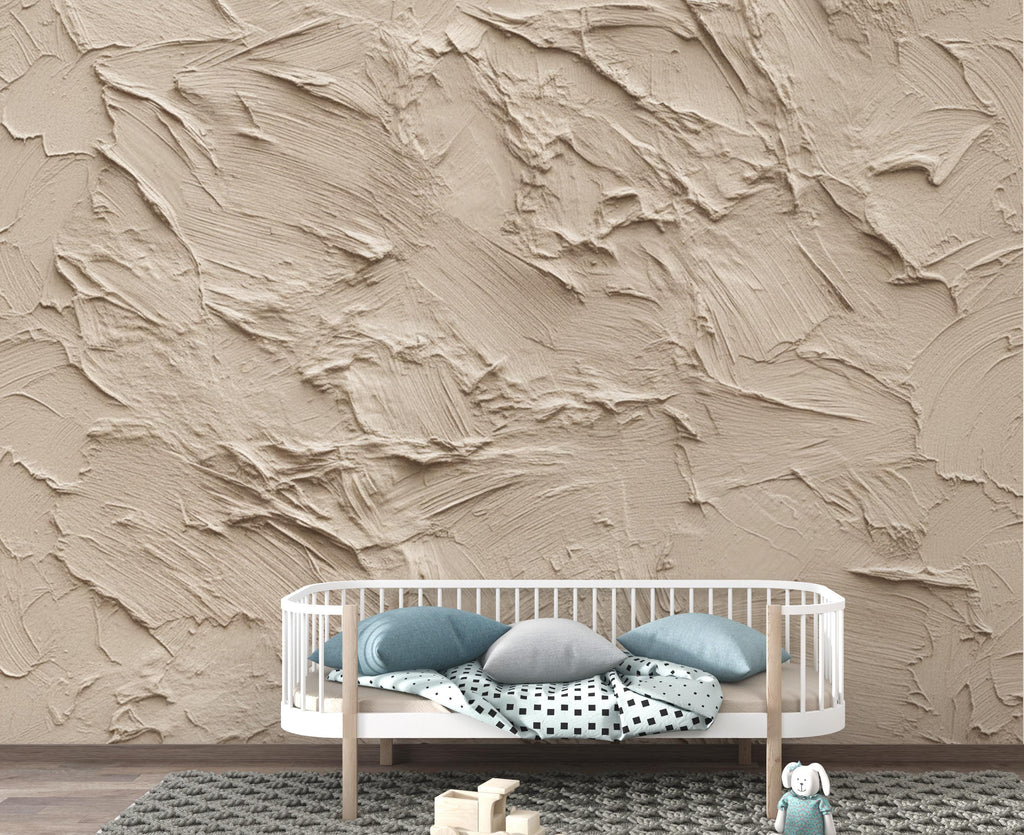 Linen Beige Plaster Texture Wallpaper | Warm Earth Tone Abstract Peel and Stick | Rustic Clay Wall Effect | Modern Textured Mural 425DE