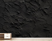 Load image into Gallery viewer, Black Textured Peel and Stick Wallpaper | Dark Charcoal Plaster Wall Mural | Modern Minimalist Wallpaper | 1145RS