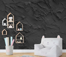 Load image into Gallery viewer, Black Textured Peel and Stick Wallpaper | Dark Charcoal Plaster Wall Mural | Modern Minimalist Wallpaper | 1145RS