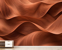 Load image into Gallery viewer, 3D Terracotta Wave Wallpaper - Abstract Flowing Fabric - Luxury Sculptural Texture - Modern Minimalist Neutral Mural 1147RS
